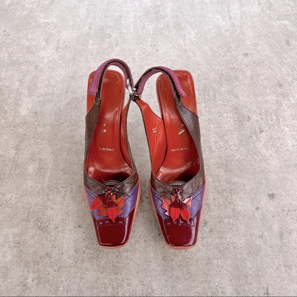 Vintage Prada Leather Heels Oak Leaf & Acorn Vero Cucio shoes fr. 1999